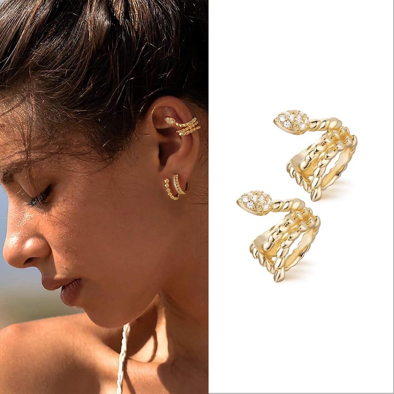 MYEARS Women Ear Cuff Earring Gold Non Pierced Ear Cartilage Clip on Wrap Hoop 14K Gold Filled Tiny Boho Beach Simple Minimalist Delicate Handmade Hypoallergenic Jewelry Gift-Sold as Single/Pair - Image 3